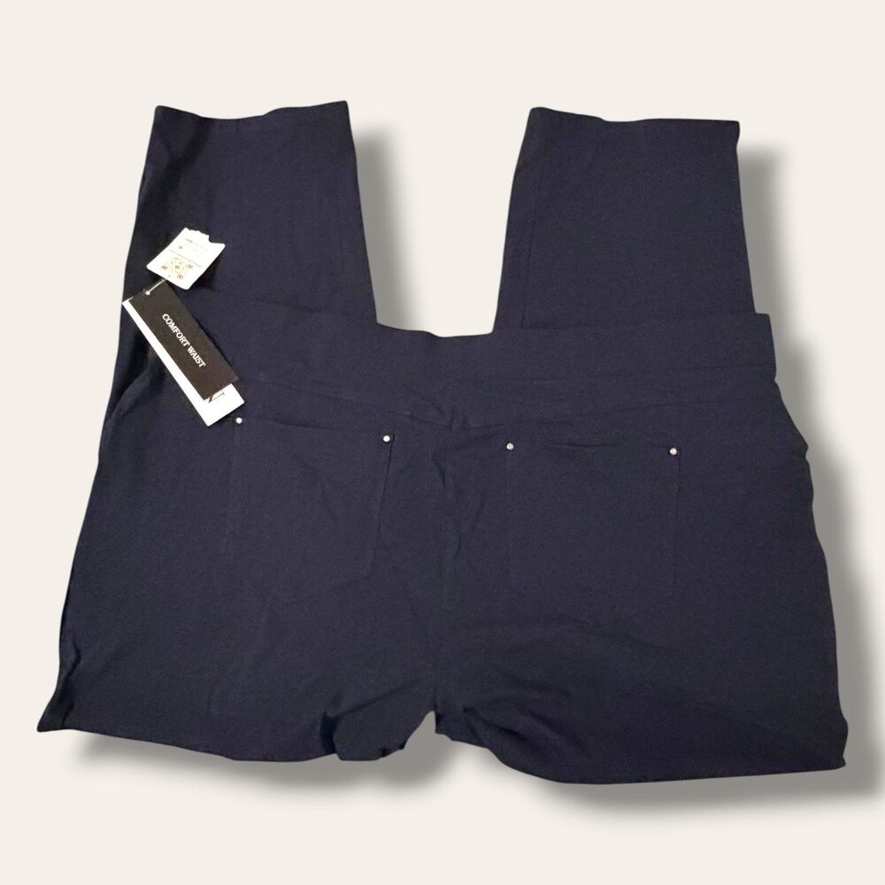 89TH & MADISON Pants Womens 3X Comfort Waist Rayon Blend Cropped Straight Navy